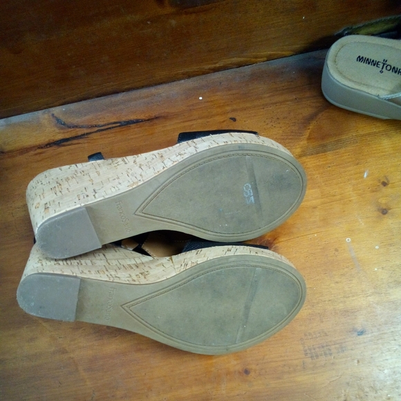 Franco Sarto Clinton Wedge Sandals black leather womens size US 9M EUC - Picture 10 of 10